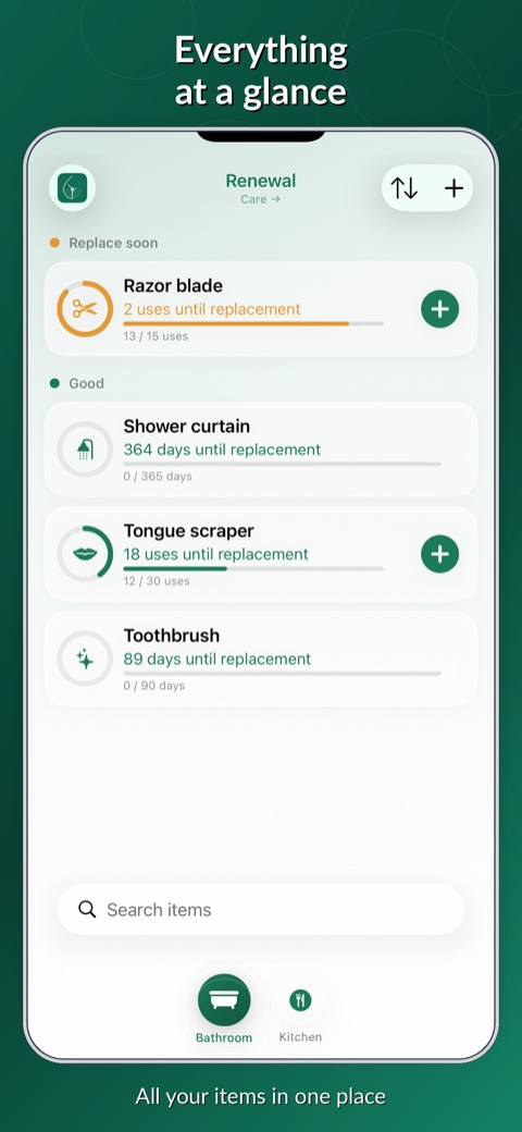 erneu screenshot: everything at a glance