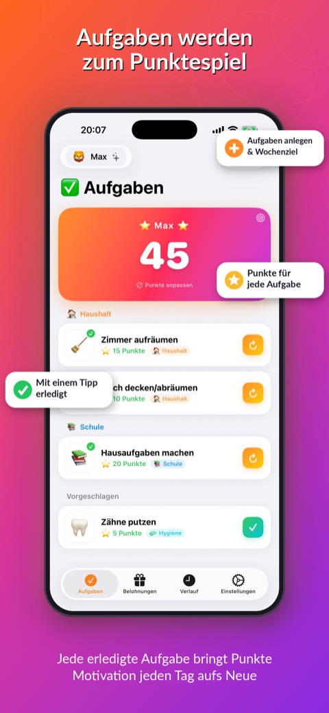 Kudo Kouri Screenshot: Aufgaben-Ansicht