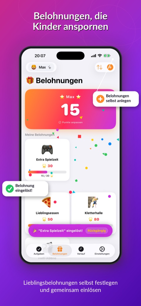 Kudo Kouri Screenshot: Belohnungen-Ansicht